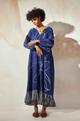 Blueberry Maxi Dress with Full Sleeves - IndigOz