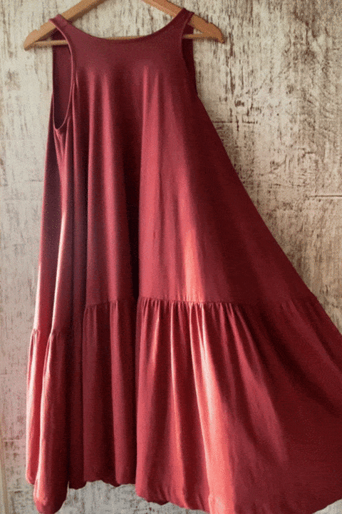 Dusk Sleeveless Midi Dress in Red - IndigOz