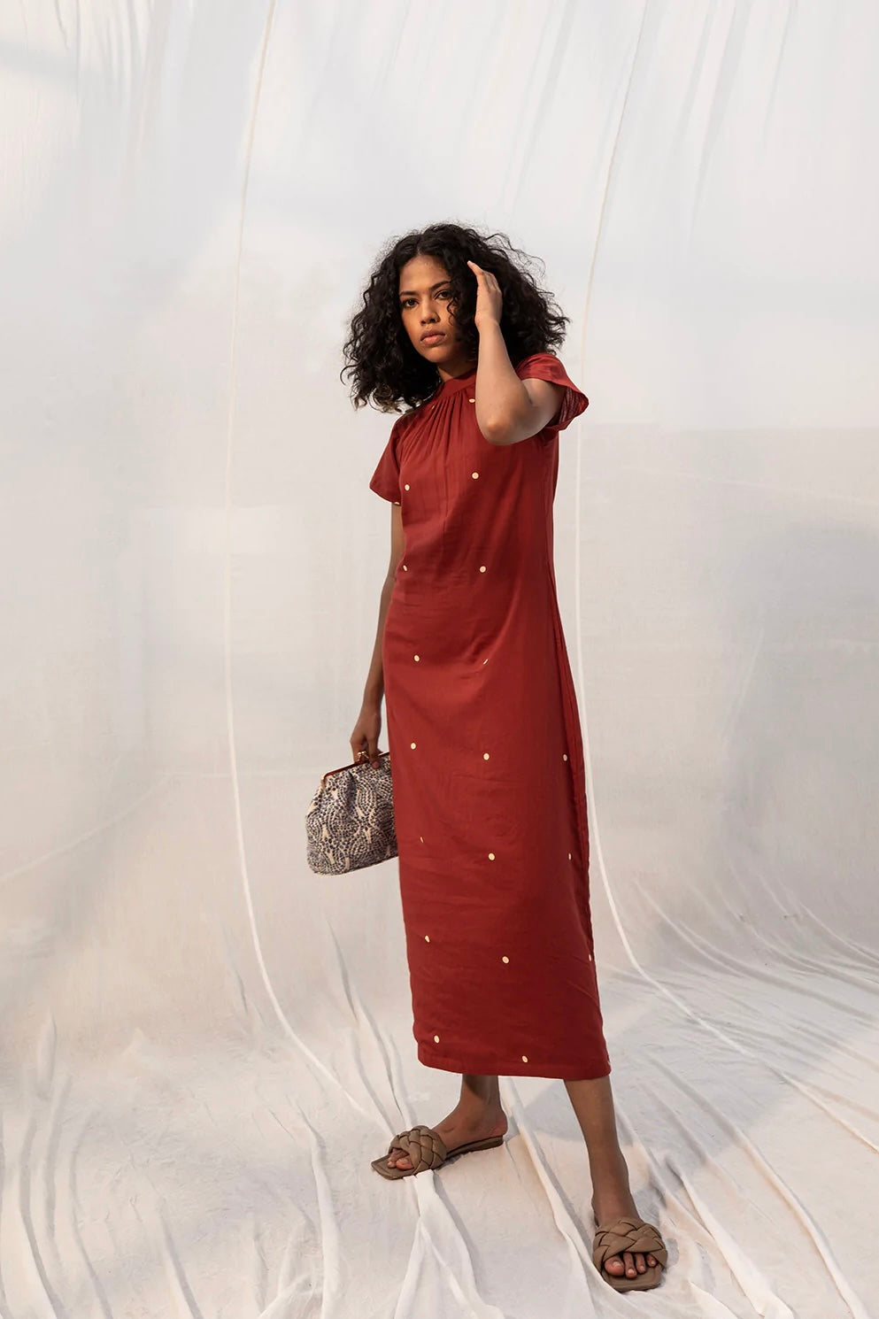Maple Midi Dress in Deep Red