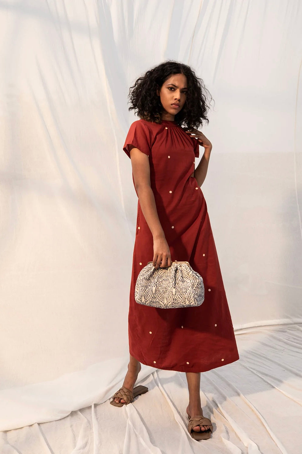 Maple Midi Dress in Deep Red