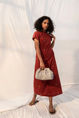 Maple Midi Dress in Deep Red