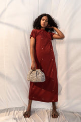 Maple Midi Dress in Deep Red