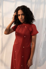 Maple Midi Dress in Deep Red