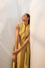 Melita Midi Dress - Yellow with Ikat Detailing