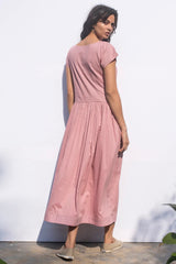 Rose Medley Midi Dress with Short Sleeves