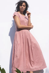 Rose Medley Midi Dress with Short Sleeves