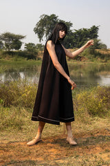 Scrowbridge Black Chemise Midi Dress