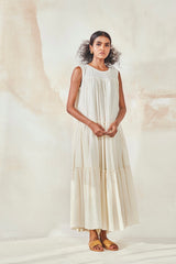 White Bouquet Sleeveless Maxi Dress