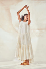 White Bouquet Sleeveless Maxi Dress