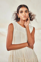 White Bouquet Sleeveless Maxi Dress