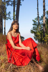 Wild Eyes Midi Dress in Red