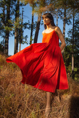 Wild Eyes Midi Dress in Red