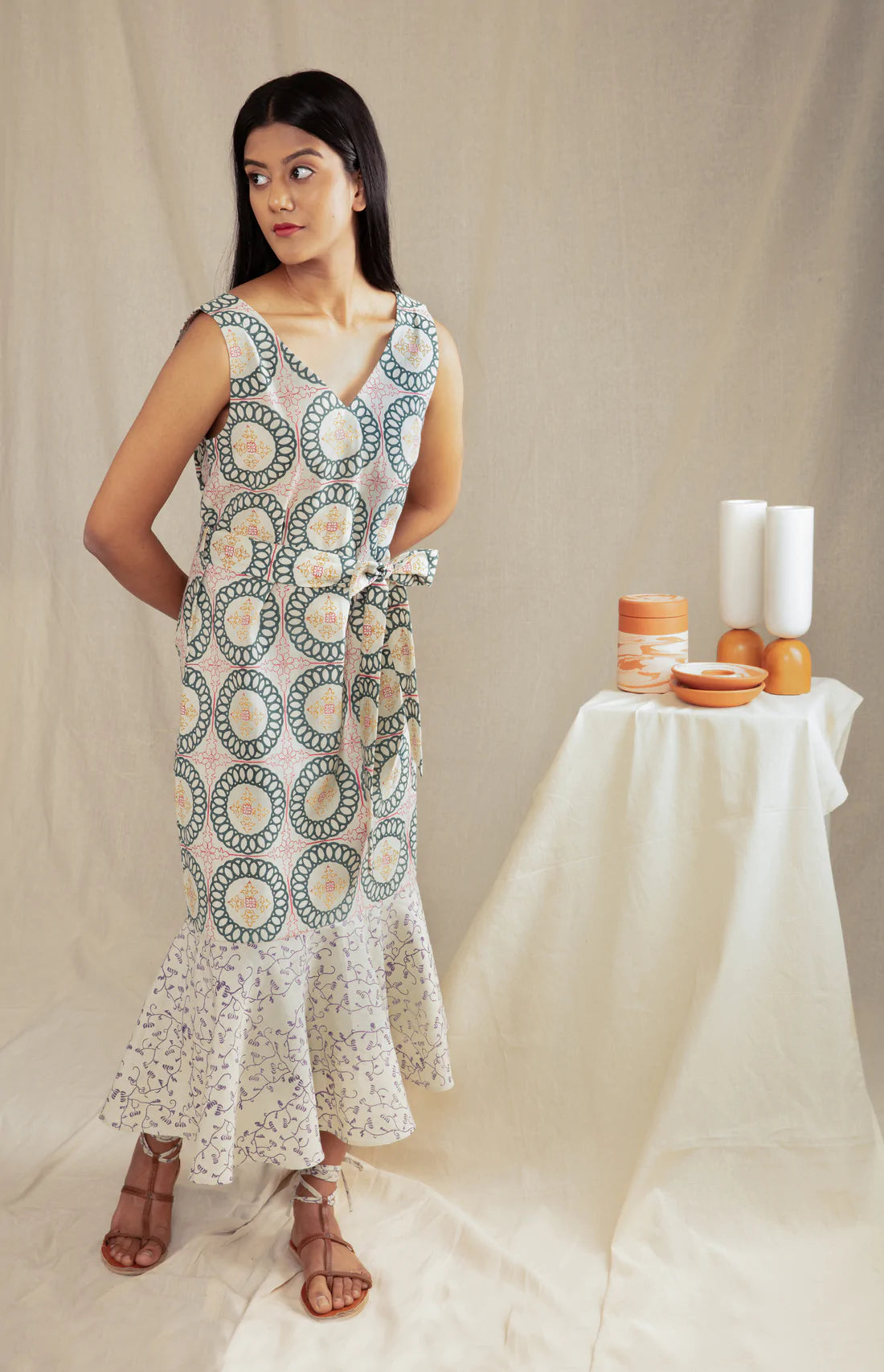 Sleeveless Summer Dreams Maxi with Handblock Print