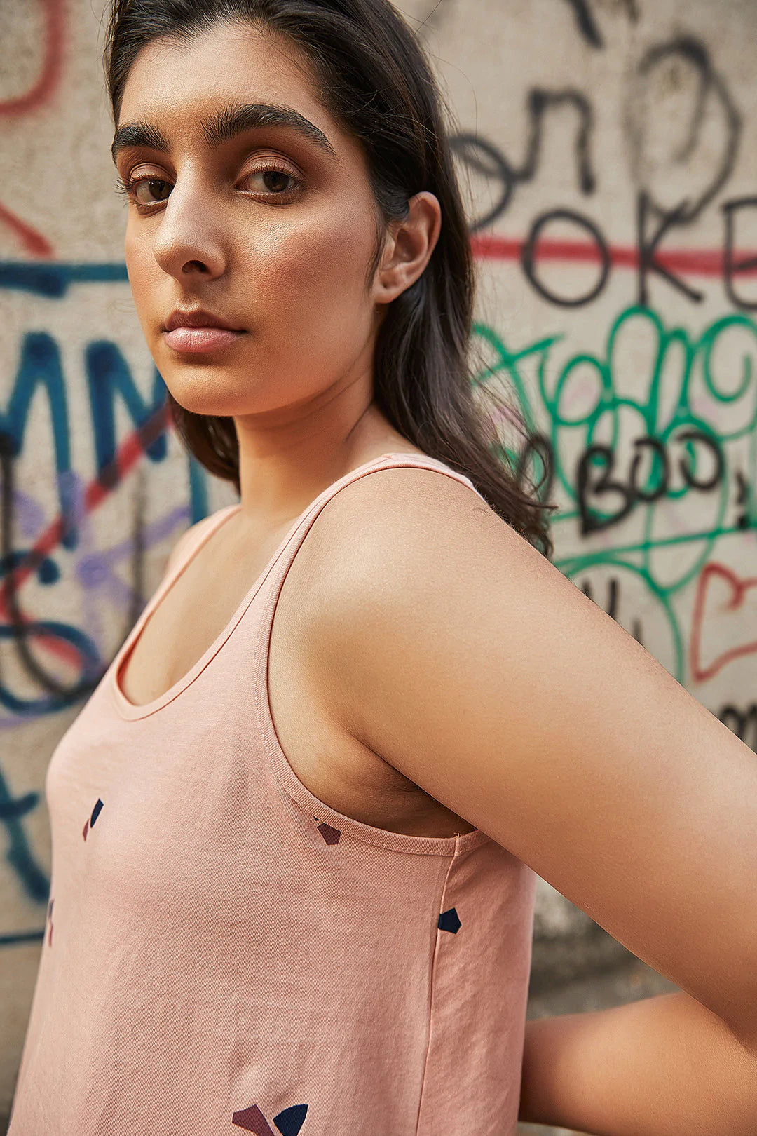 Peach Flared Tank Top