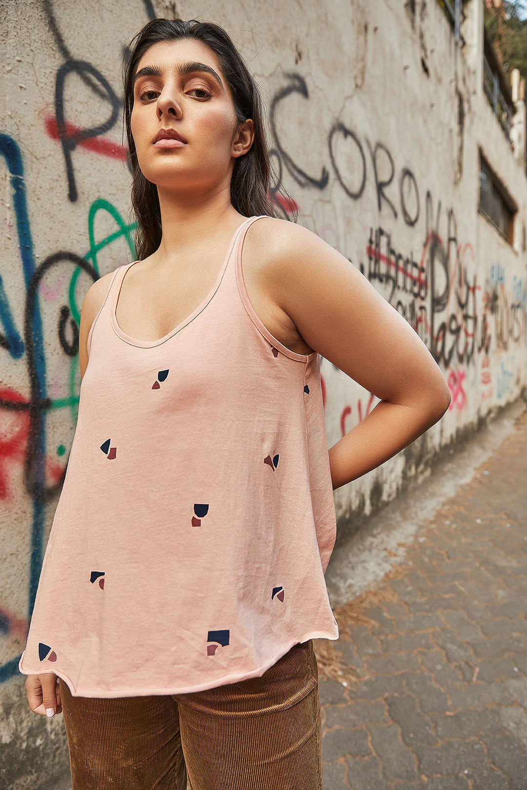 Peach Flared Tank Top