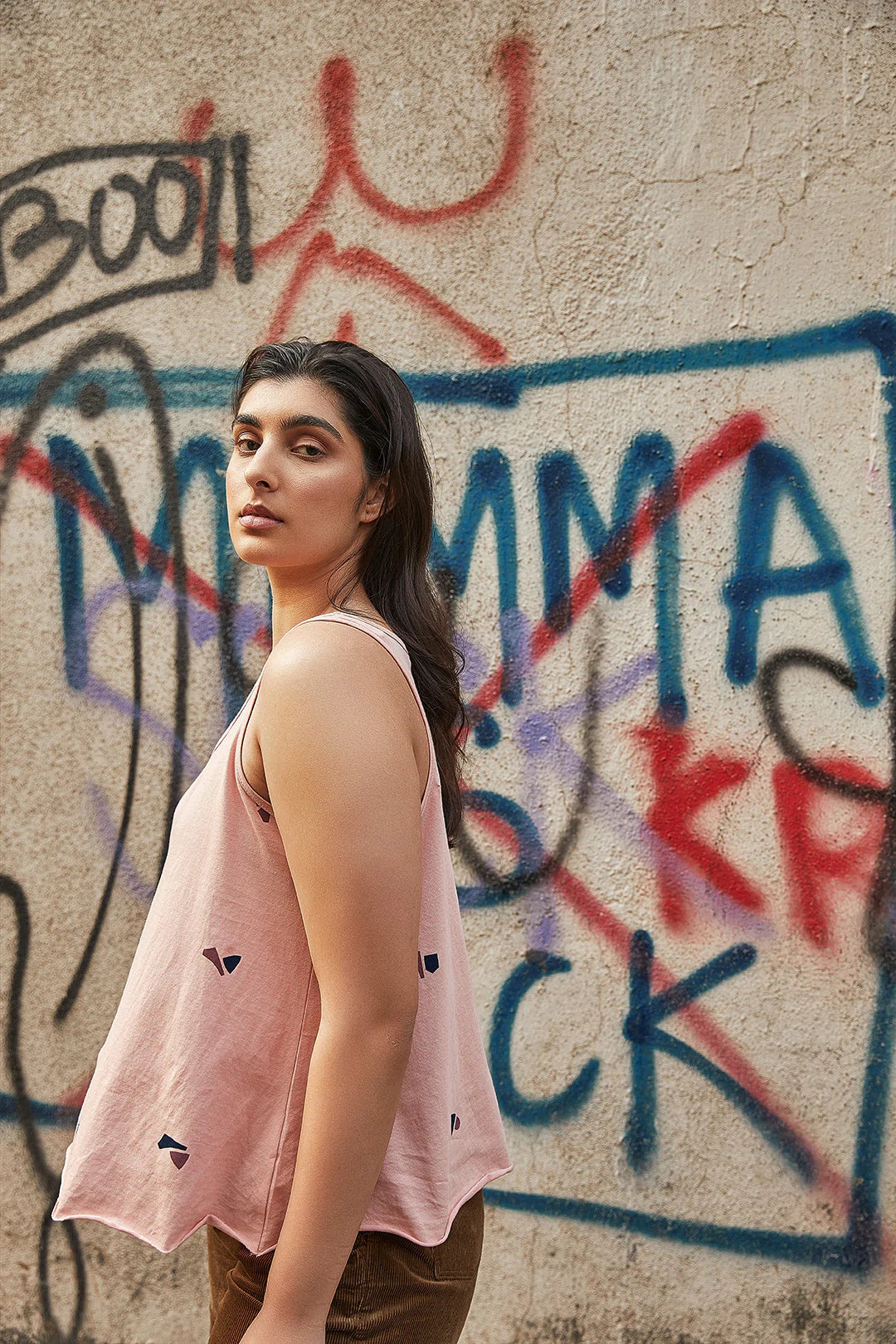 Peach Flared Tank Top