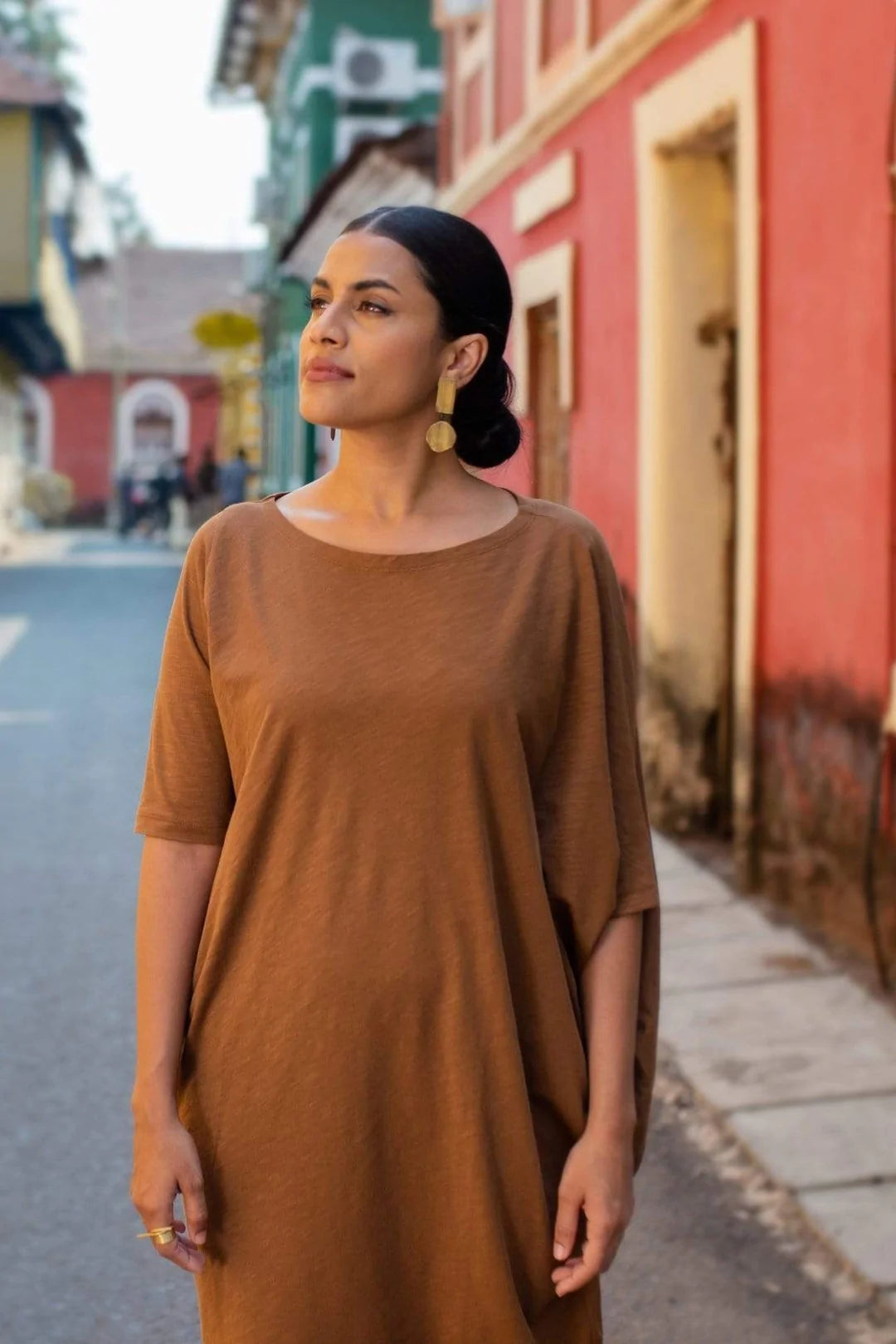 Toffee Drape Dress
