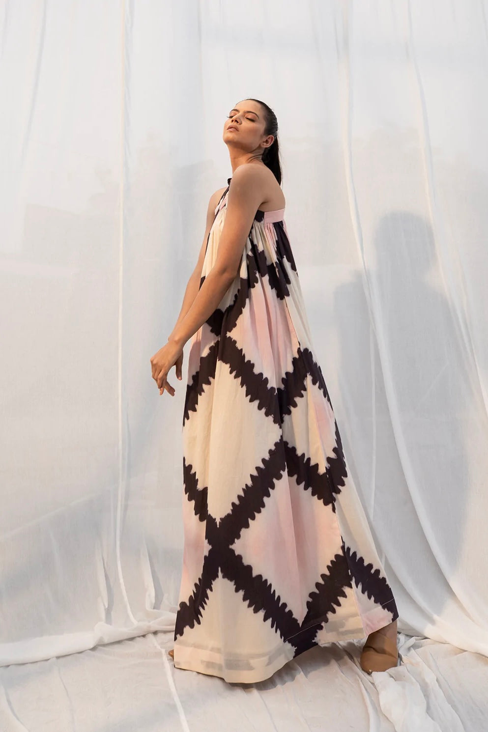 Ivy Off-shoulder Tie-up Maxi Dress - Shibori Dyed
