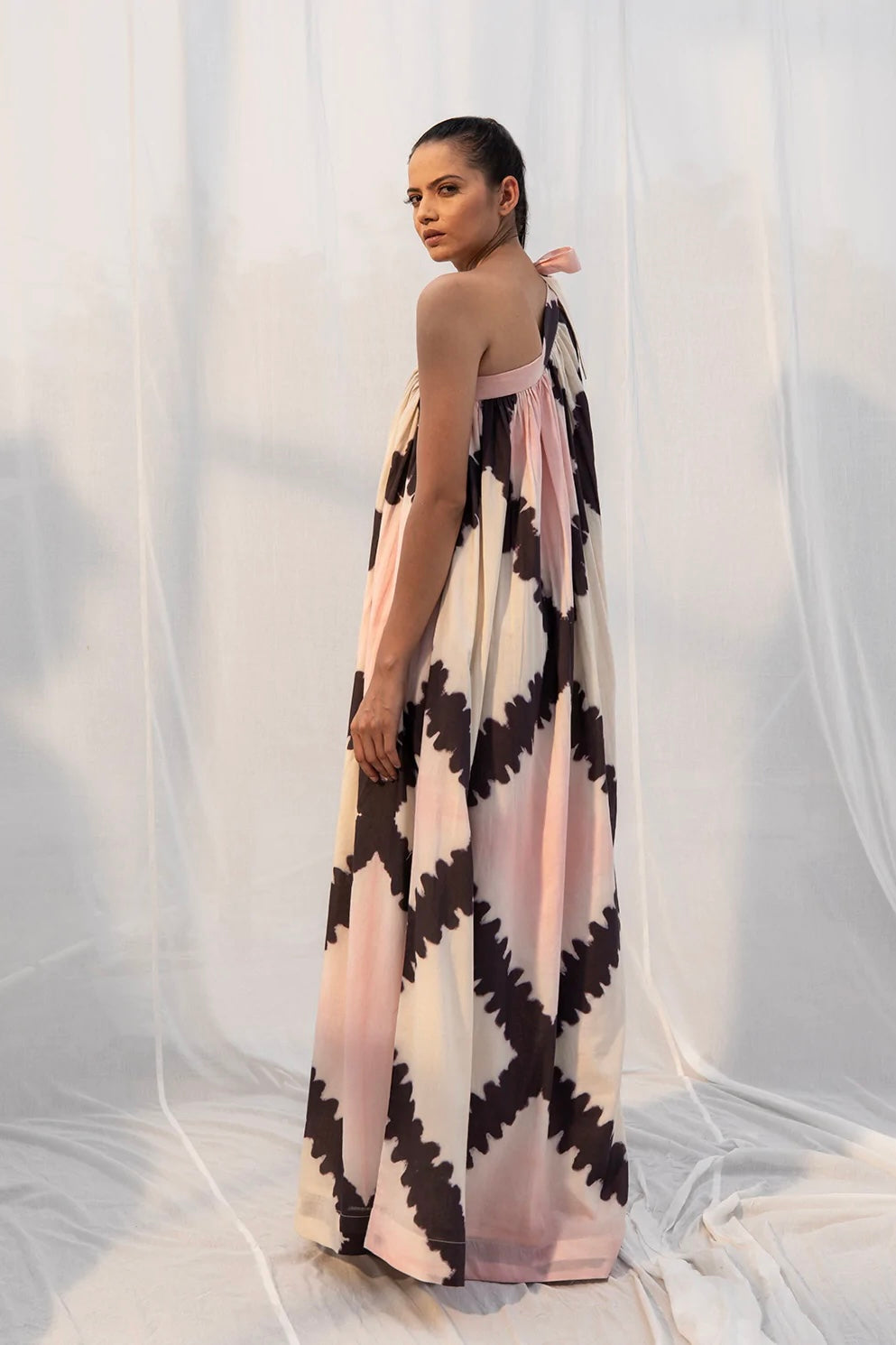 Ivy Off-shoulder Tie-up Maxi Dress - Shibori Dyed