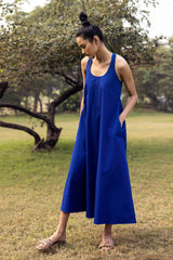 Ocean Tide Sleeveless Midi Dress in Electric Blue