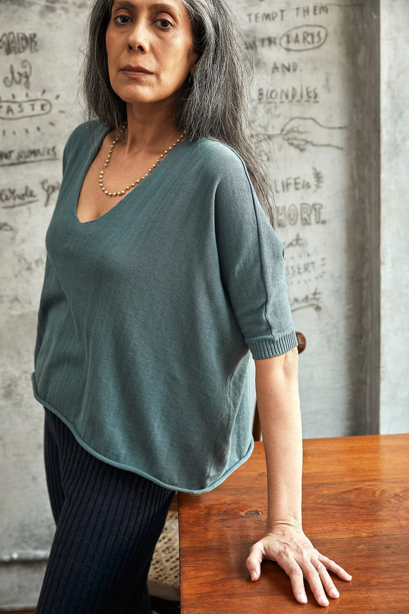 Vintage Blue Wide Top