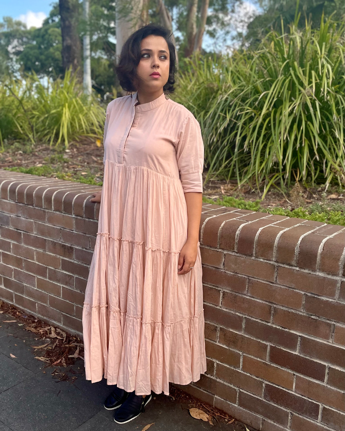 Wild Oak Tiered Maxi Dress with Half Sleeves