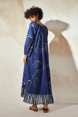 Blueberry Maxi Dress with Full Sleeves - IndigOz