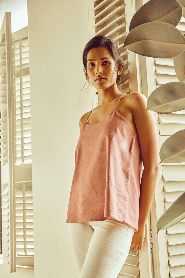 Blush Crossback Tank Top - IndigOz