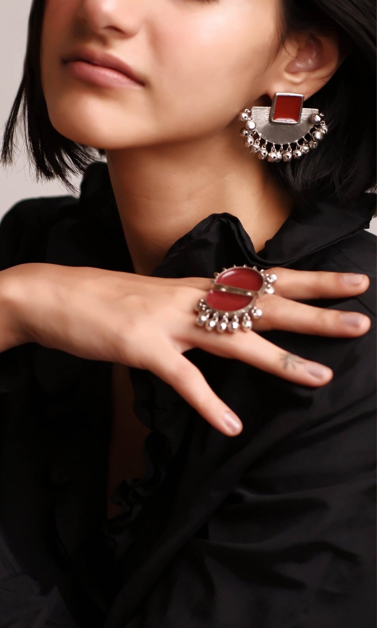 Classic Ghunghroo Half Moon Earrings - IndigOz