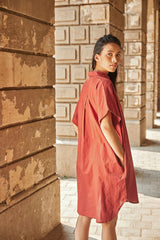 Deep Orange Shirt Dress - IndigOz