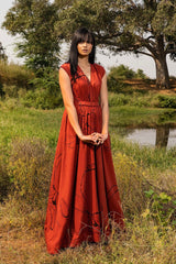 English Rose Red Maxi Dress - IndigOz