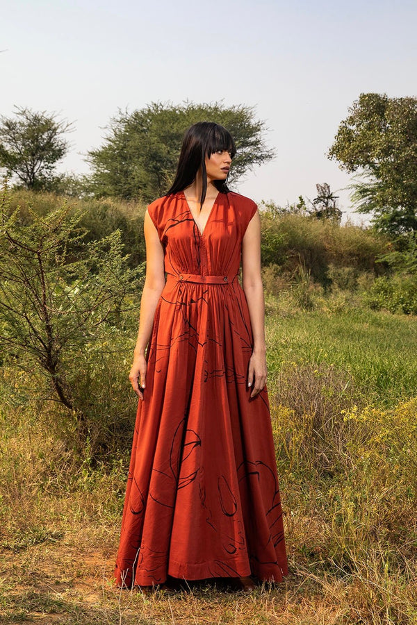 English Rose Red Maxi Dress - IndigOz