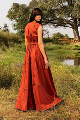 English Rose Red Maxi Dress - IndigOz