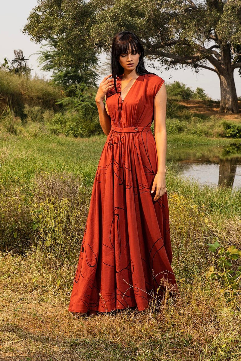 English Rose Red Maxi Dress - IndigOz