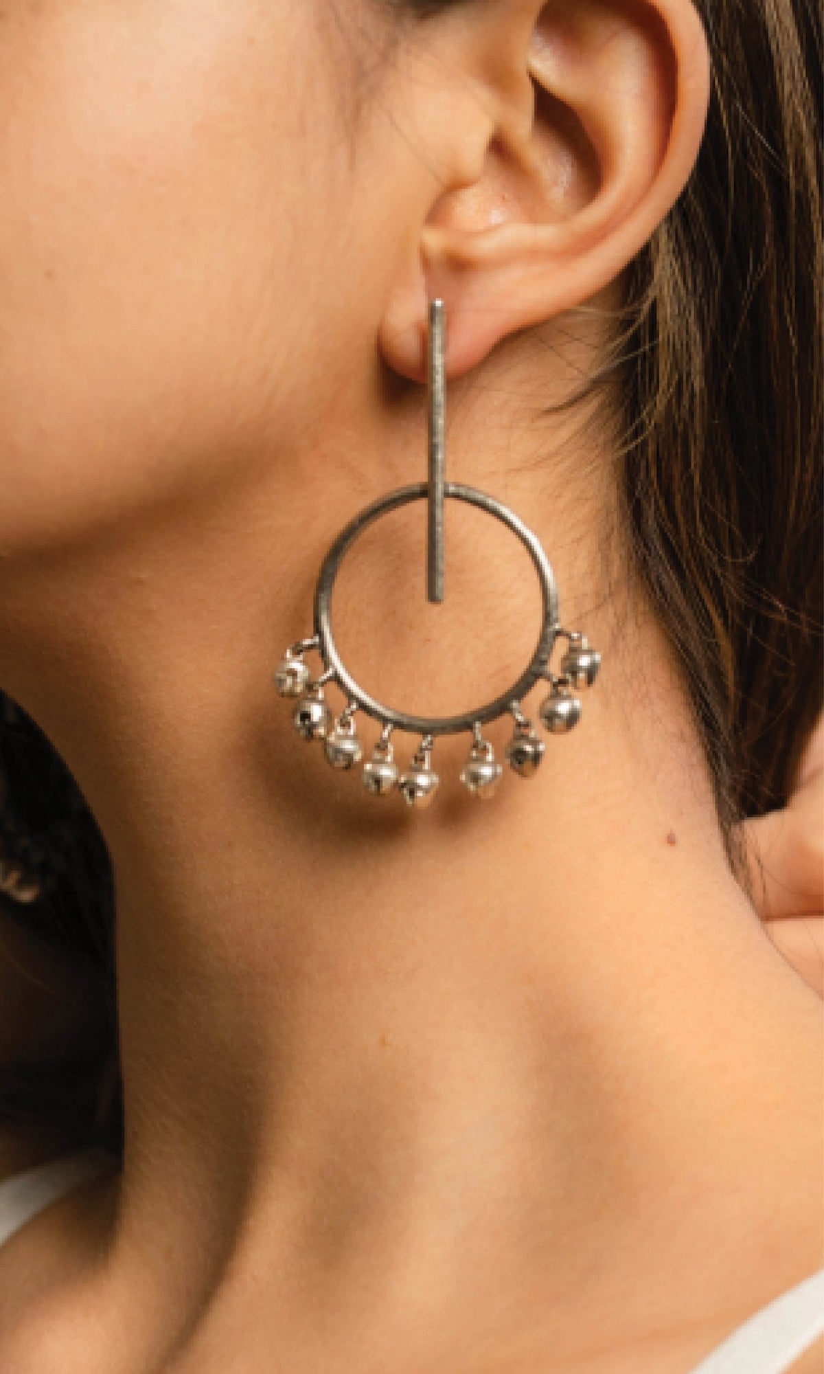 Stick and Circle Ghunghroo Earrings