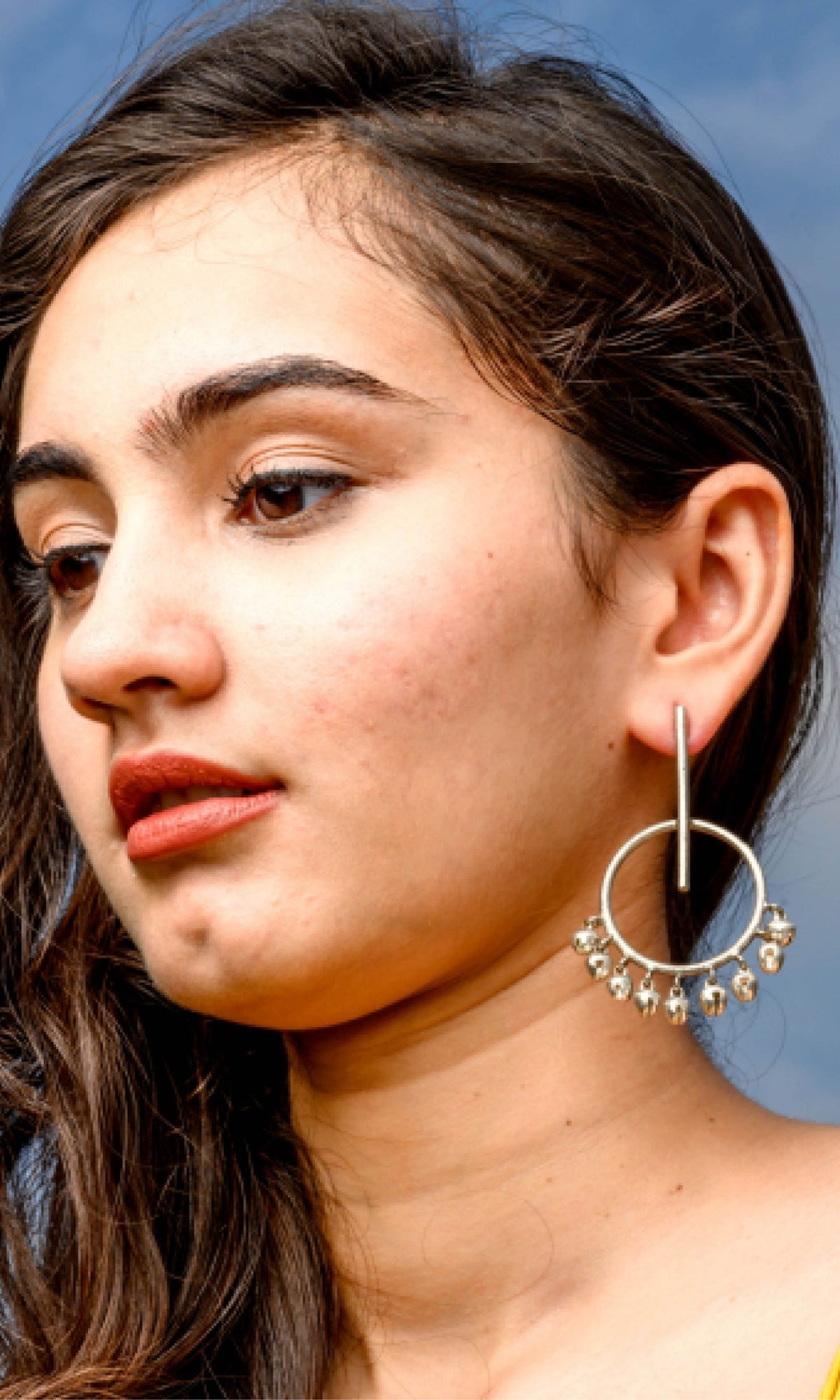 Stick and Circle Ghunghroo Earrings