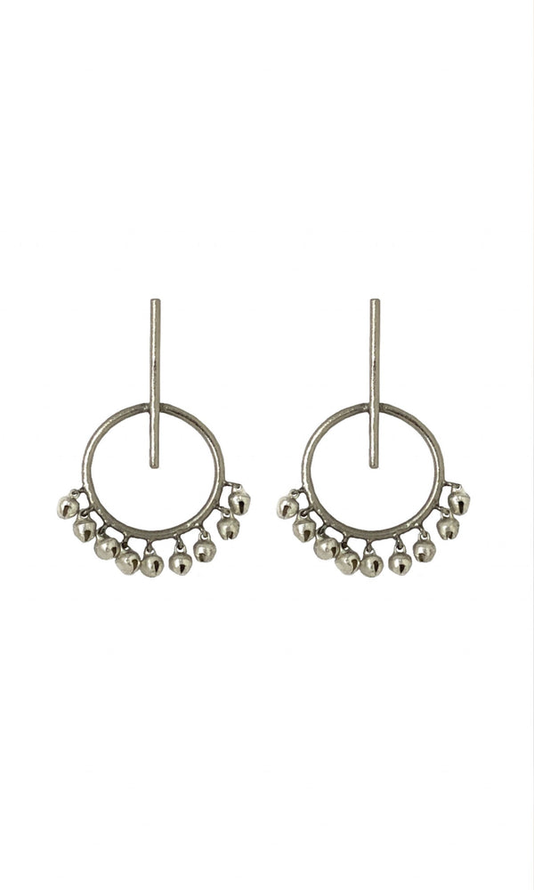 Stick and Circle Ghunghroo Earrings
