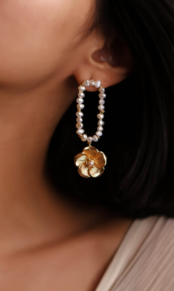 Elegant Mogra Pearl Earrings