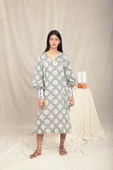 Bohemian Tunic Midi Dress with Handblock Prints