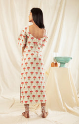 Brunch Midi Dress with Handblock Print