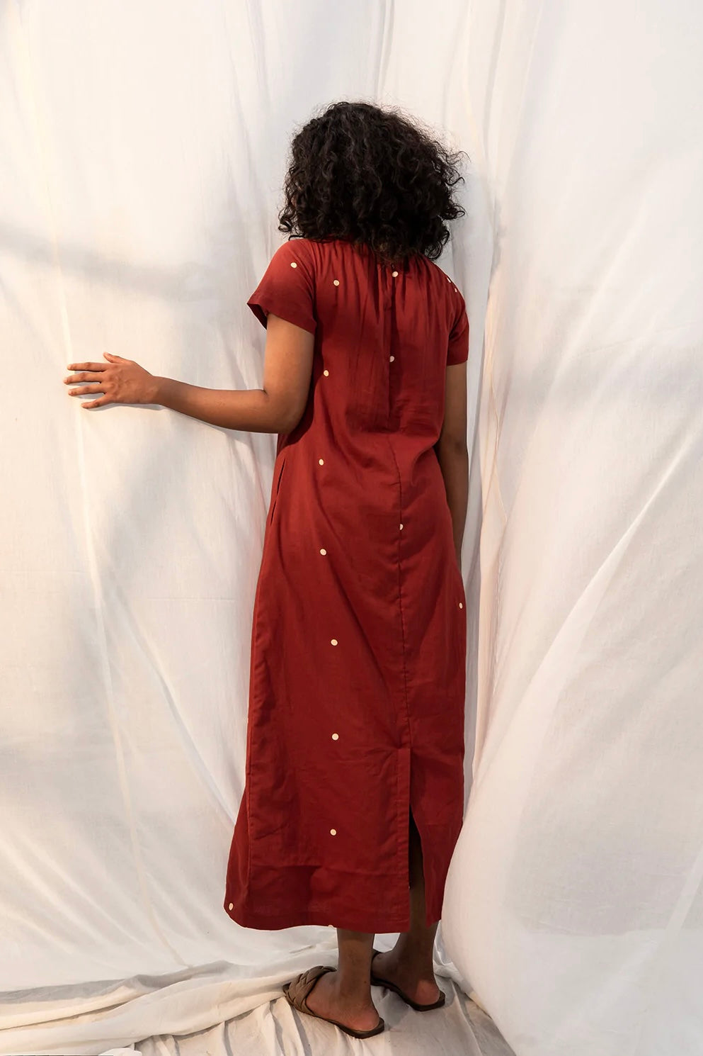 Maple Midi Dress in Deep Red