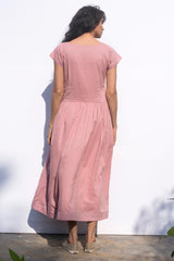 Rose Medley Midi Dress with Short Sleeves