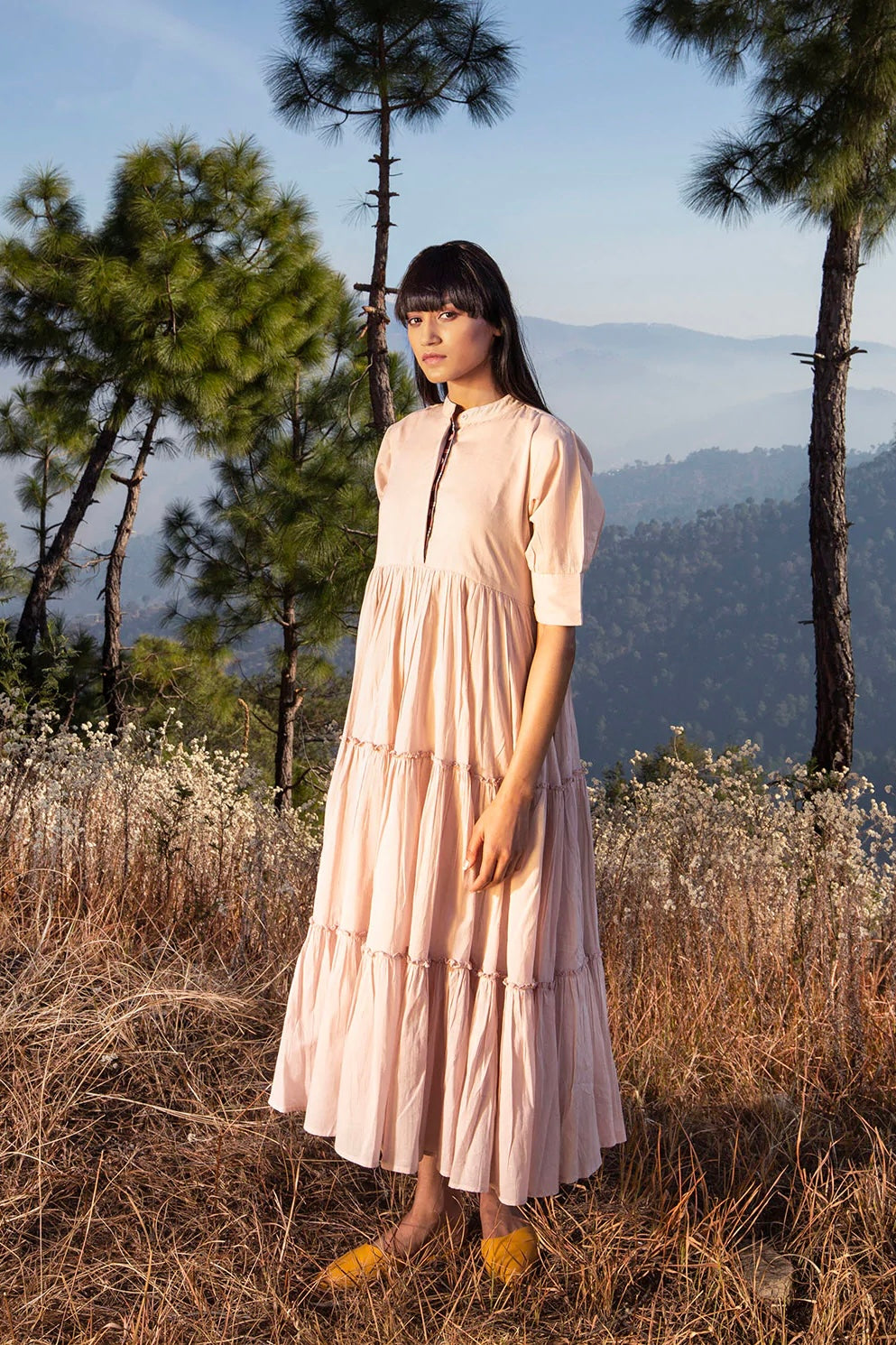 Wild Oak Tiered Maxi Dress with Half Sleeves