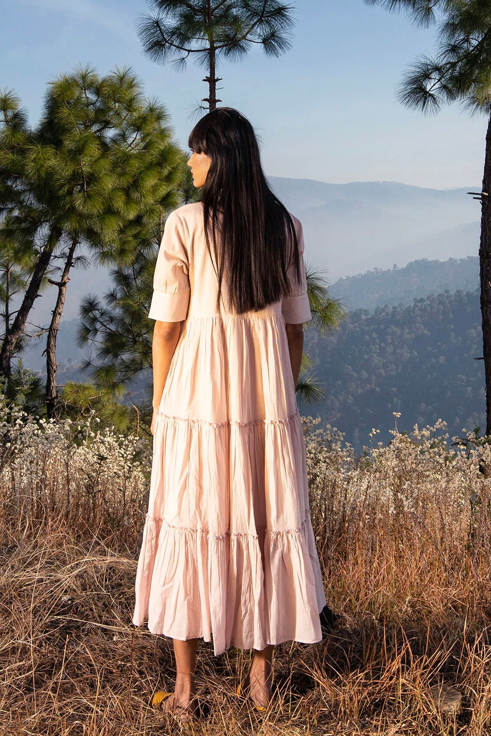 Wild Oak Tiered Maxi Dress with Half Sleeves
