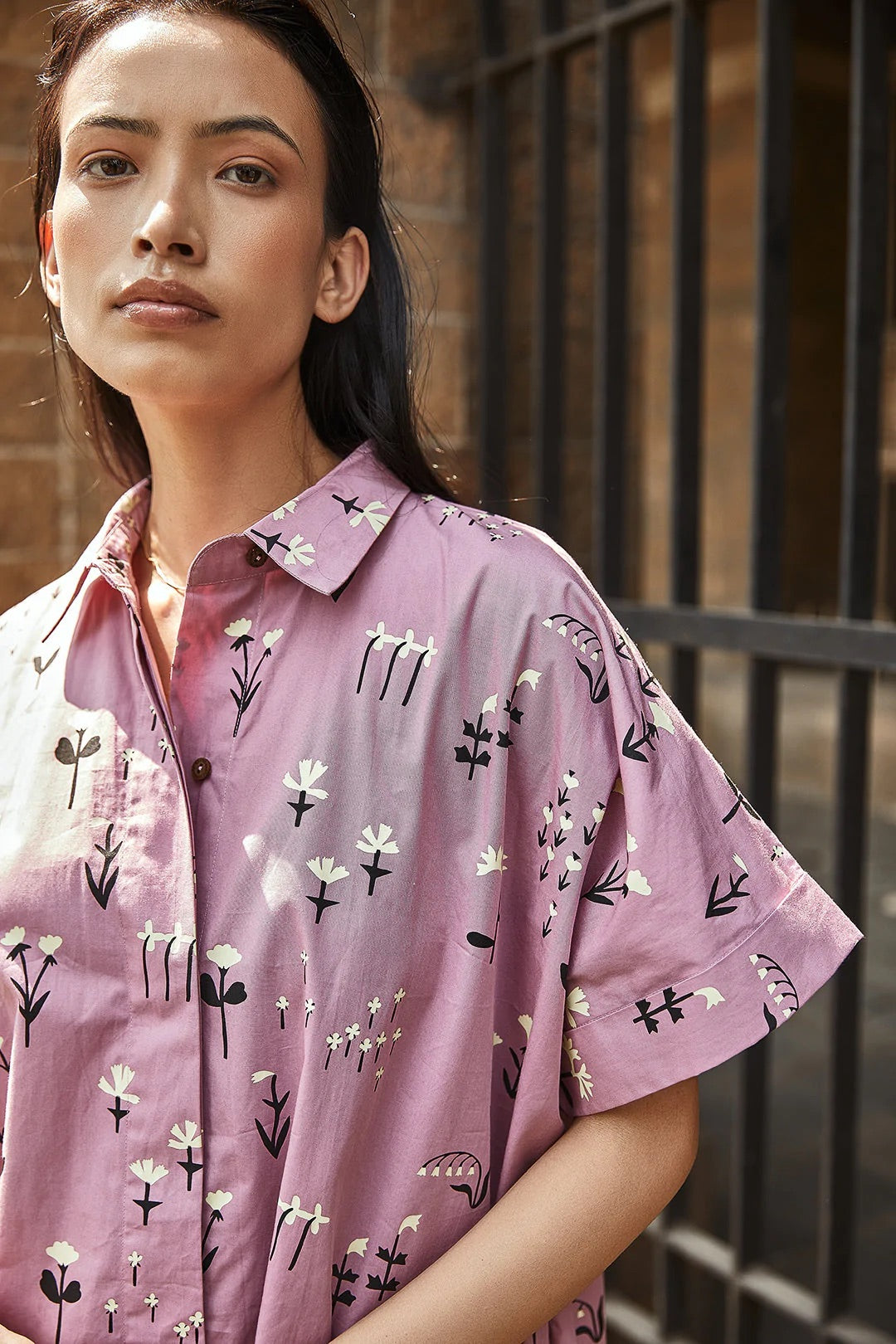 Mauve Blossom Shirt Dress