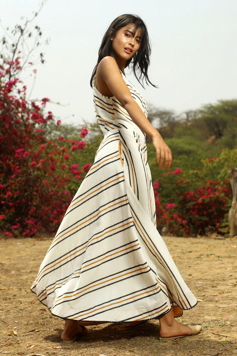 Mocha or Moksha? Maxi Dress with Halter Neck