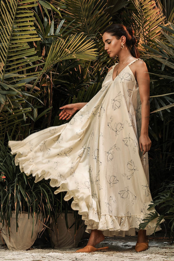 Water Lily White Strappy Maxi Dress