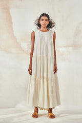 White Bouquet Sleeveless Maxi Dress