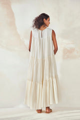 White Bouquet Sleeveless Maxi Dress