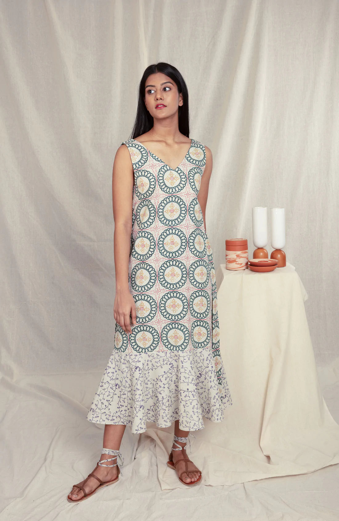 Sleeveless Summer Dreams Maxi with Handblock Print